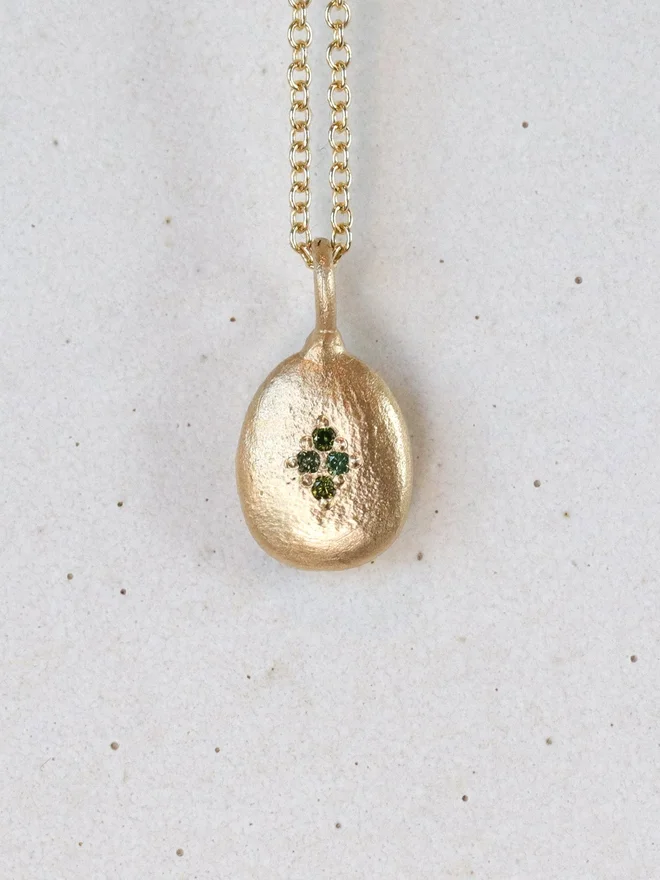 Green And Gold Diamond Pendant Necklace