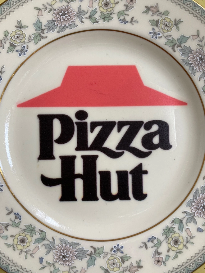 Pizza Hut, china plate, vintage plate, pizza hut vintage plate, unique, gift, decorative, decorative plate, ooak, cool gift