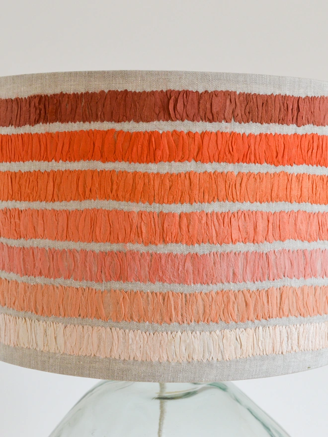 Pink Stripe Embroidered Lampshade