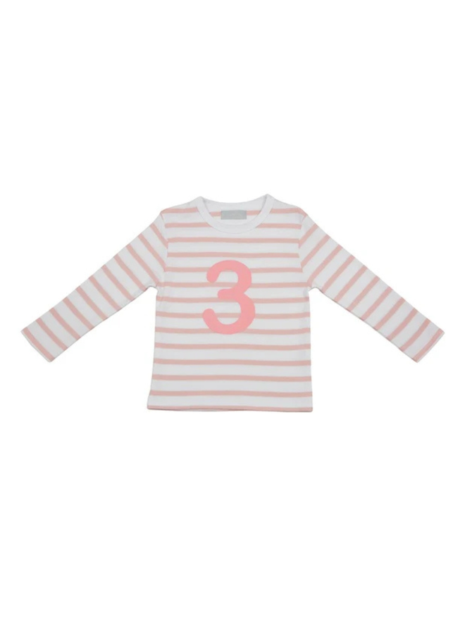 dusty pink white stripe long sleeve tshirt