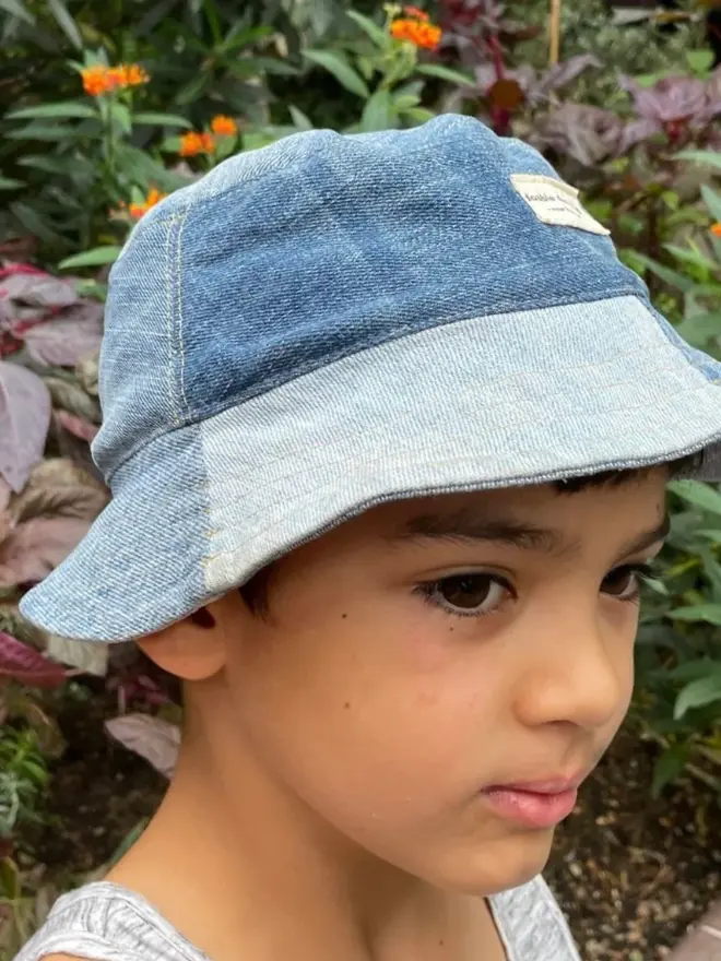 Kids Recycled Denim Bucket Hat