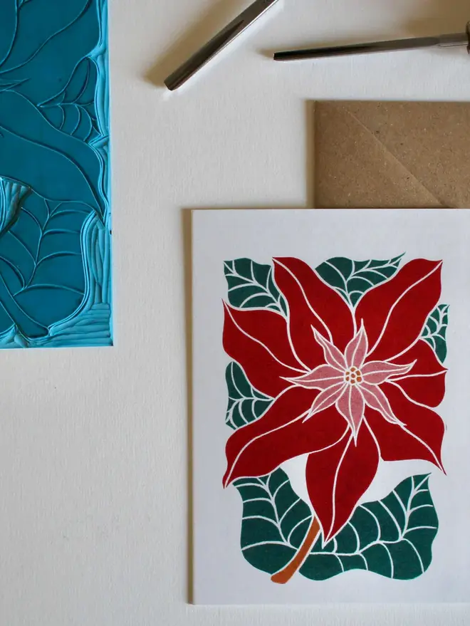 poinsettia christmas card