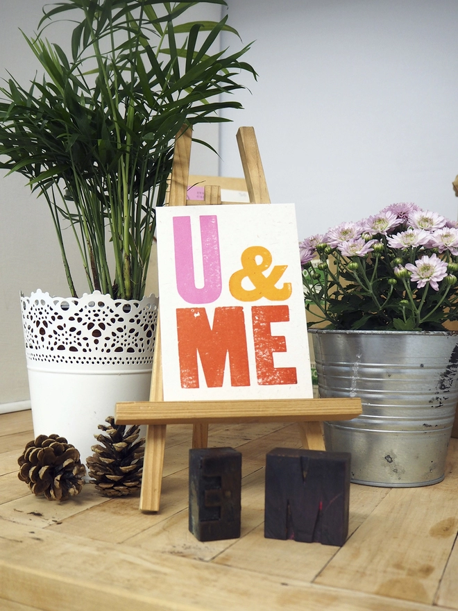 U & ME Letterpress Greetings Card