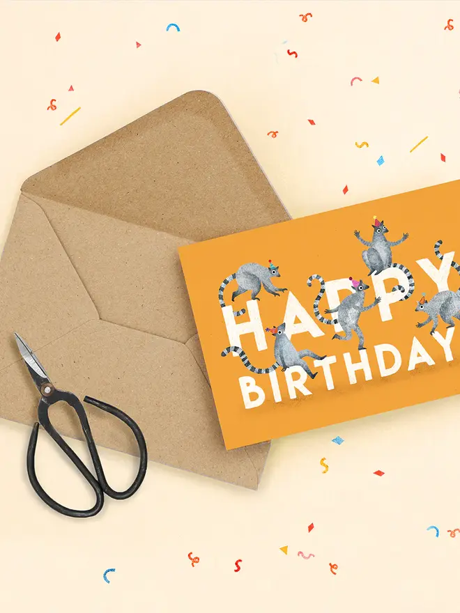 happy birthday lemur card