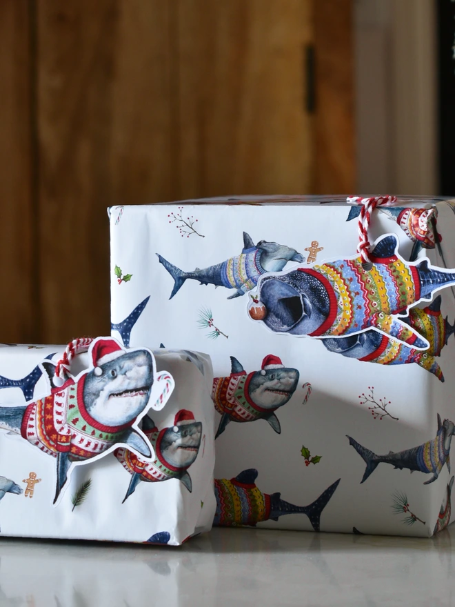 Shark Wrapping Paper and Gift tags