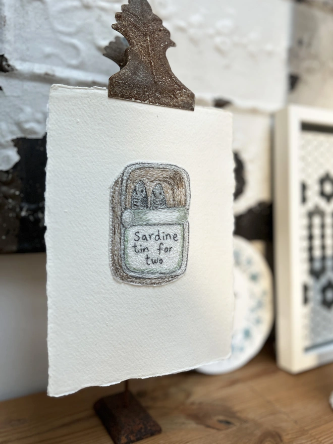 Sardine Tin For Two Embroidered Artwork
