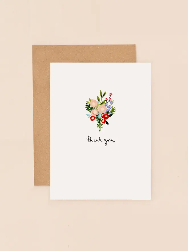 bunch of flowers mini thank you card