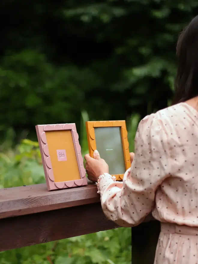 rose and mustard scallop frames