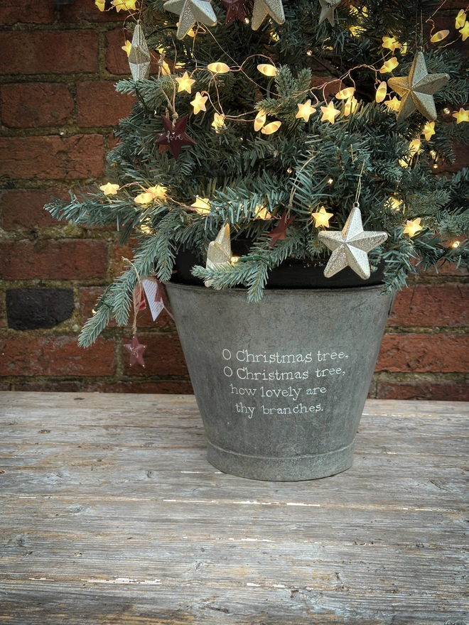 'Oh Christmas Tree' Hand Painted Christmas Tree Tub