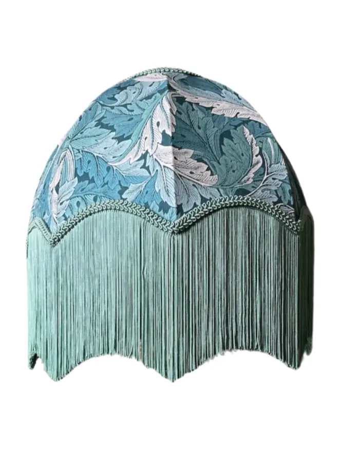 William Morris Acanthus Fringed Lampshade Teal