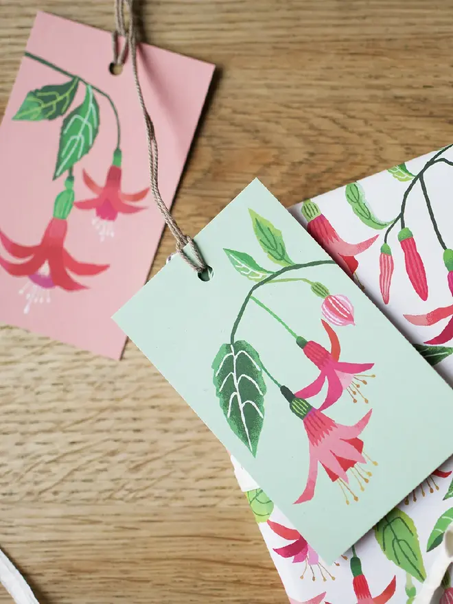 illustrated fuchsia gift tags