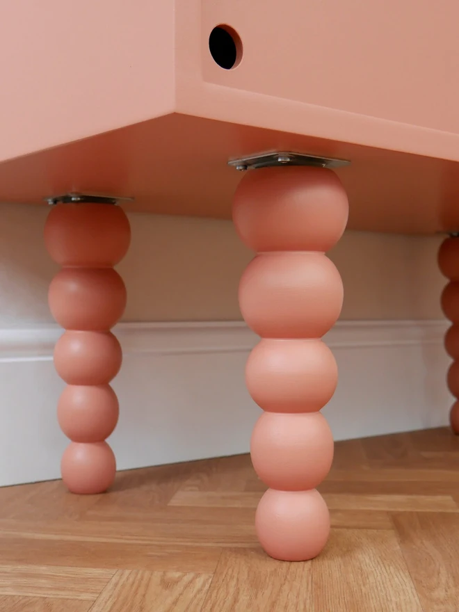 Cottage Core Coral Red Storage Unit With Bobbin Legs