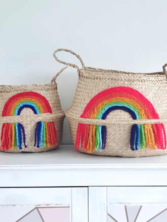 Rainbow Tassel Belly Basket