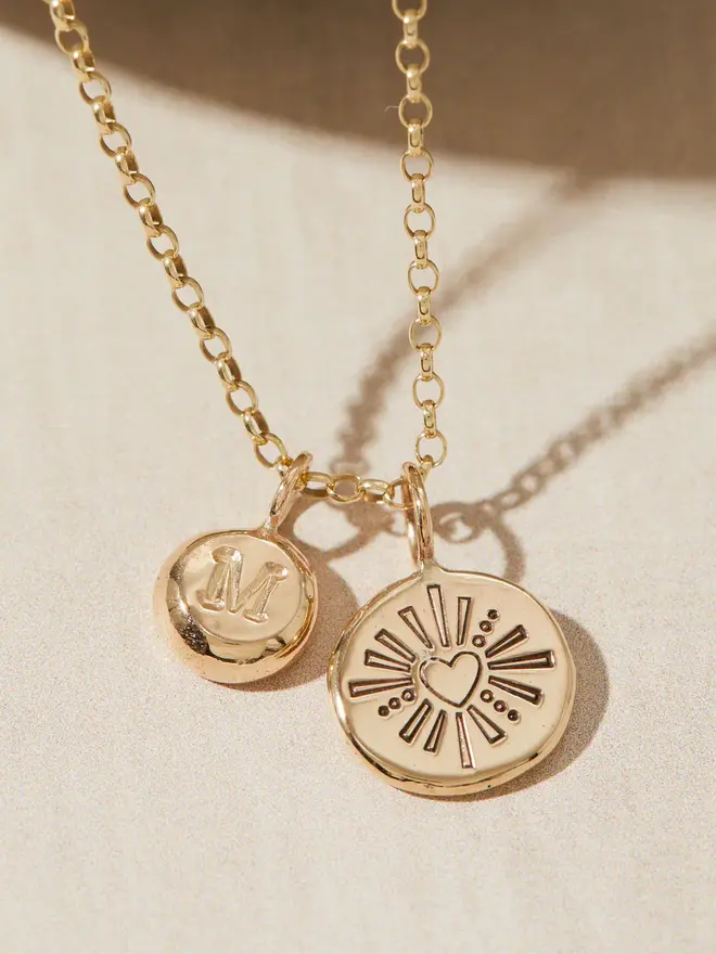 9ct Gold Darling Heart Pebble Necklace with a letter charm