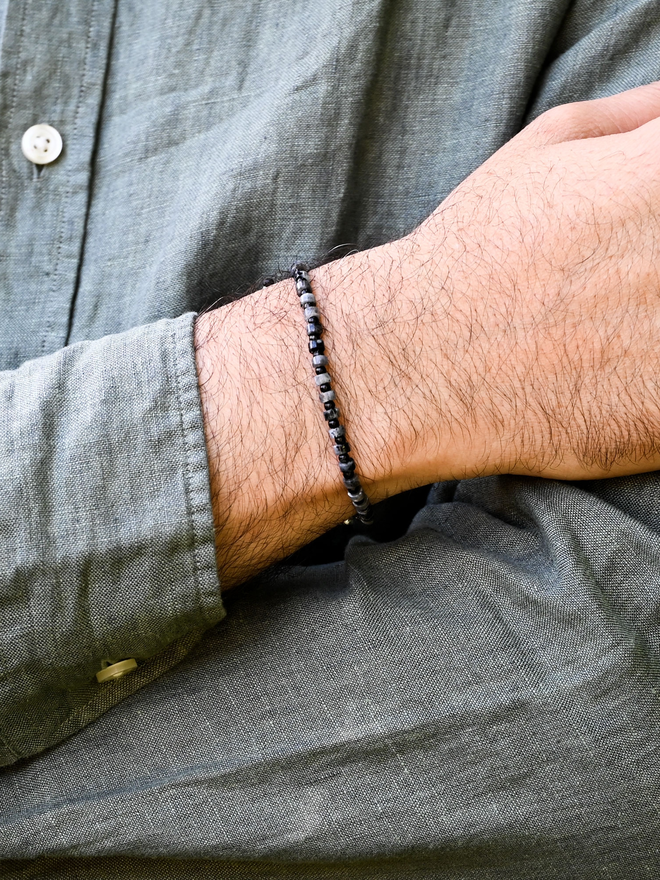 black stone bracelet mens
