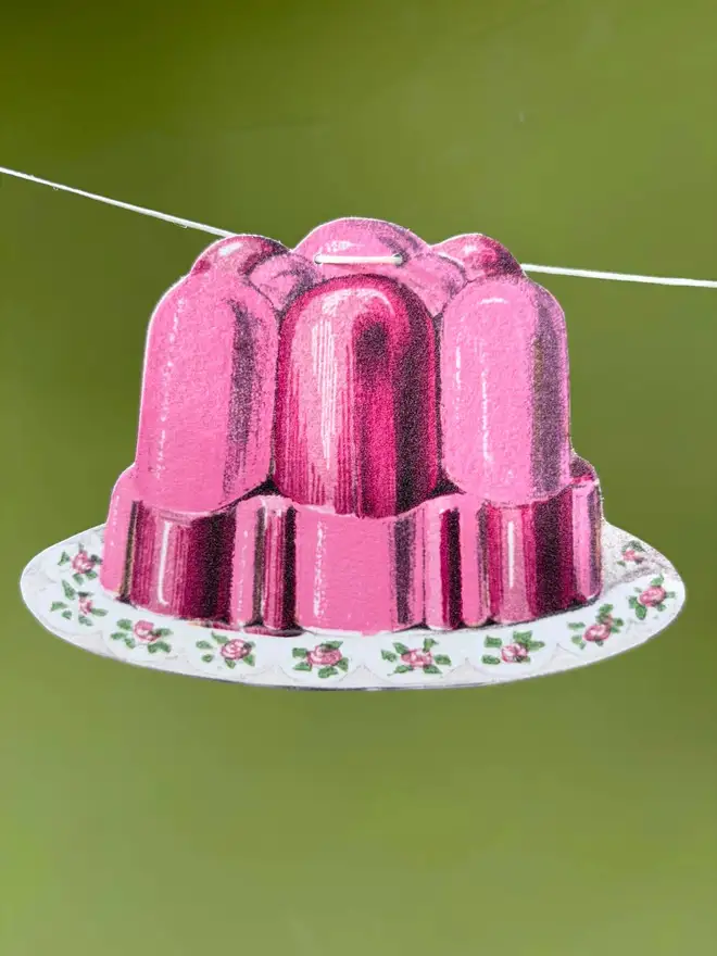 A pink jelly shaped pennant