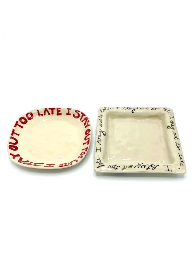 I Stay Out Too Late Trinket Tray Red