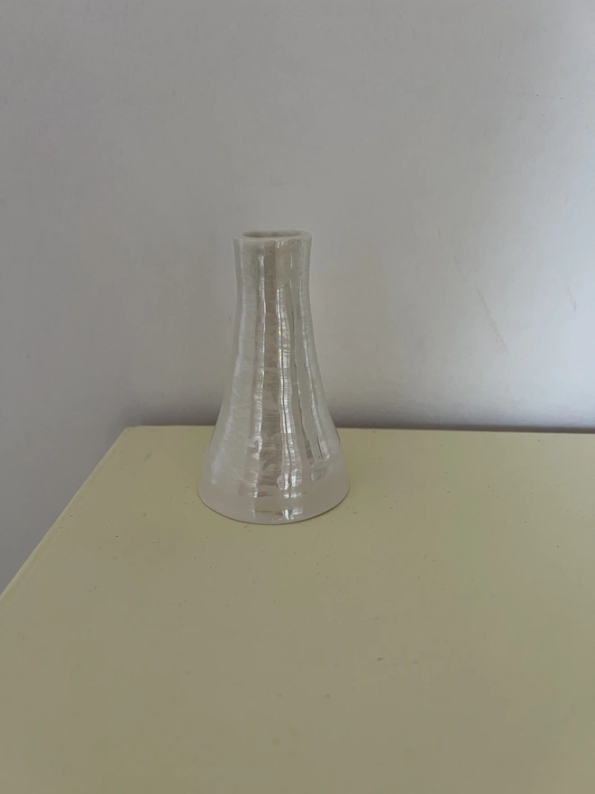 handmade pearl lustre porcelain bud vase