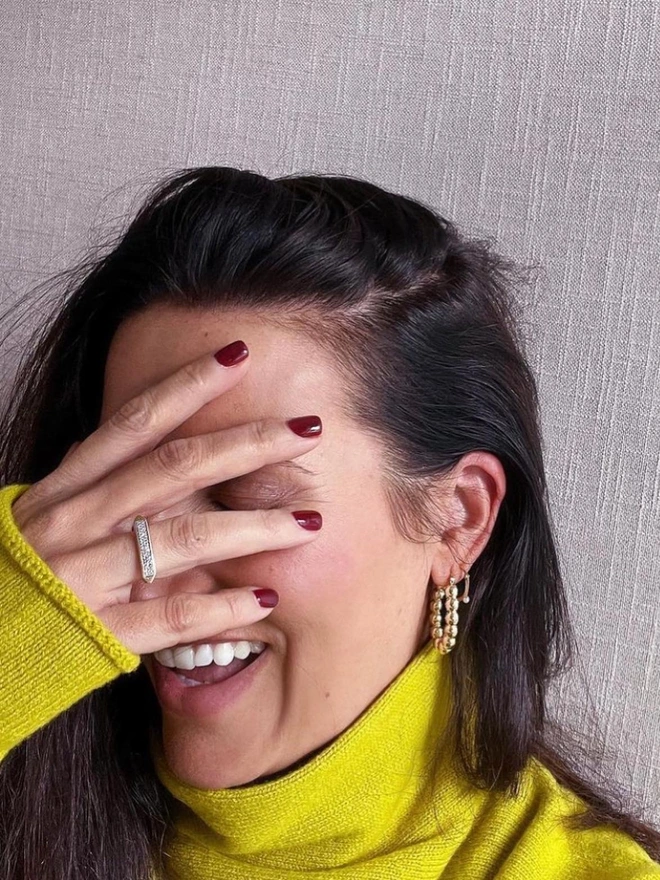 Loel Beaded Oval Hoop Earrings