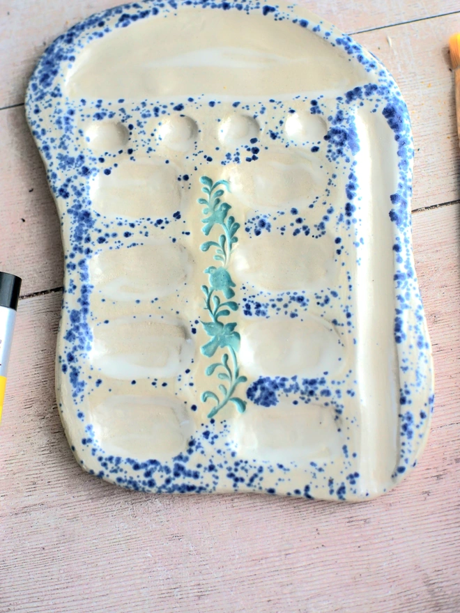 ceramic paint palette, Jenny Hopps pottery, paint palette, gift for artists, gift for creatives, gift for crafters, gift for painters, painting gift, Pottery palette, GIFT FOR bird lovers