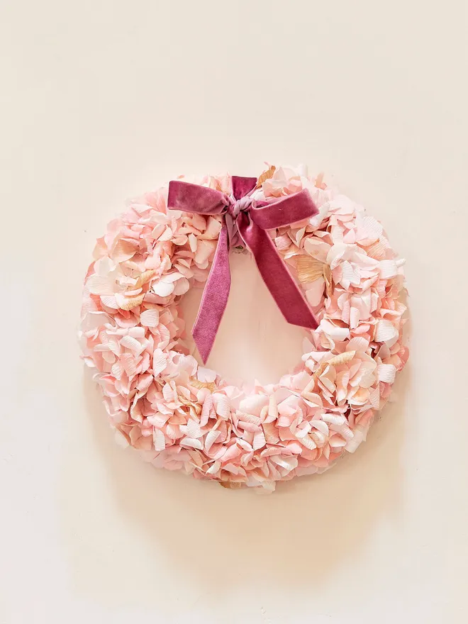 Cream, Taupe & Peach Crepe Paper Wreath