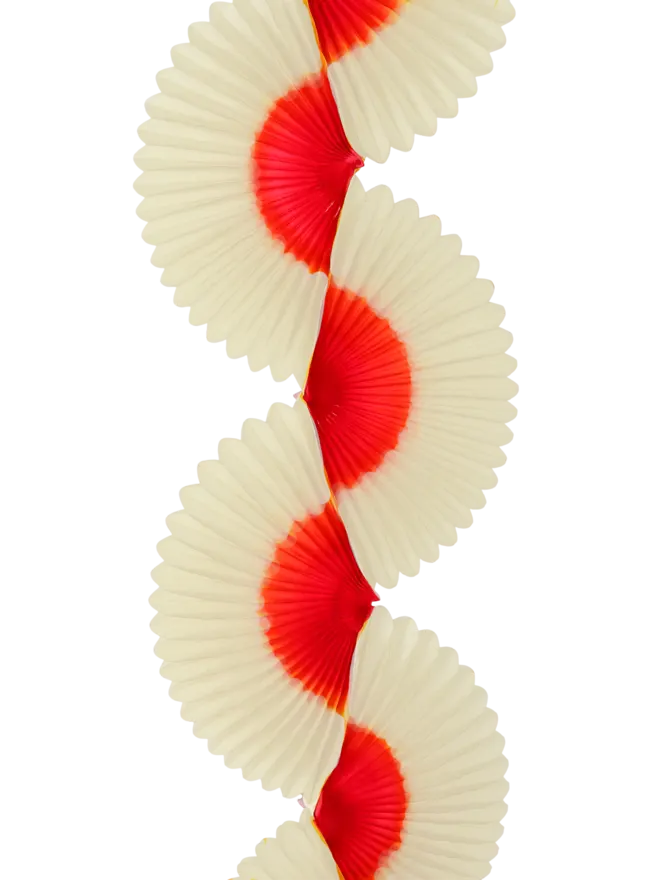 Two-Tone Fan Garland 1.75m, Natural & Crimson