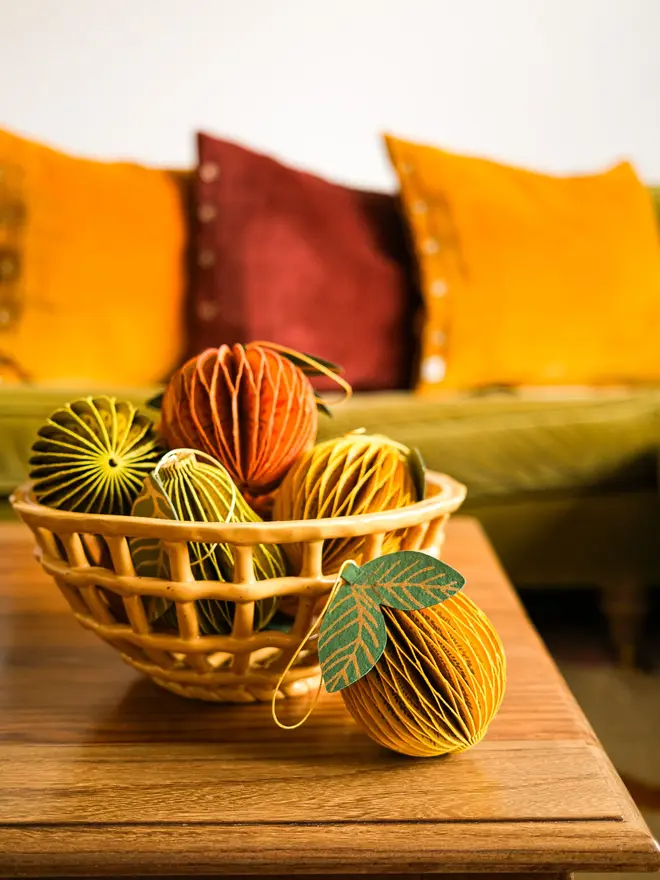 Lemon Honeycomb Ornament (Set Of 6)