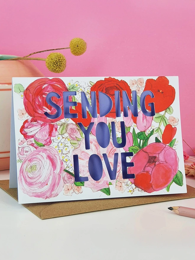 'Sending You Love' Paper Cut Card