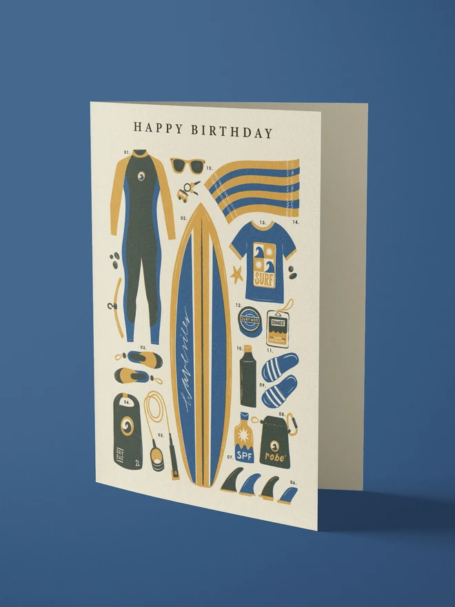 Surfing birthday card