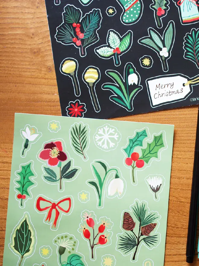 illustrated christmas design sticker pack