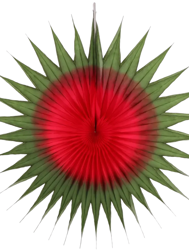 Pointed Two-Tone Fan 40cm, Moss & Crimson