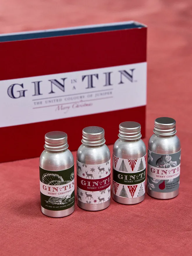 Festive Christmas Tipples Mini Gin In A Tin (Set Of 4)