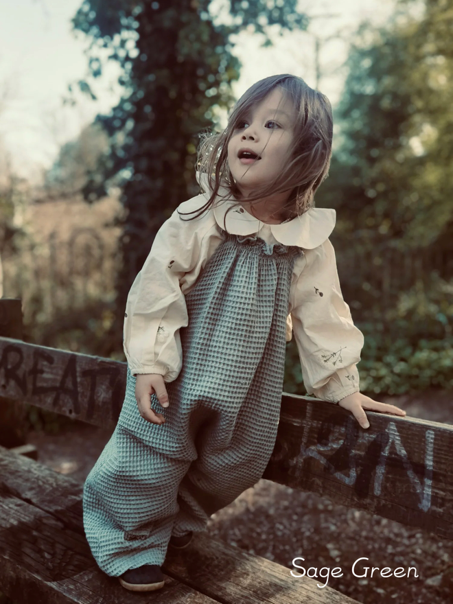 Kids' Organic Cotton Waffle Dungarees