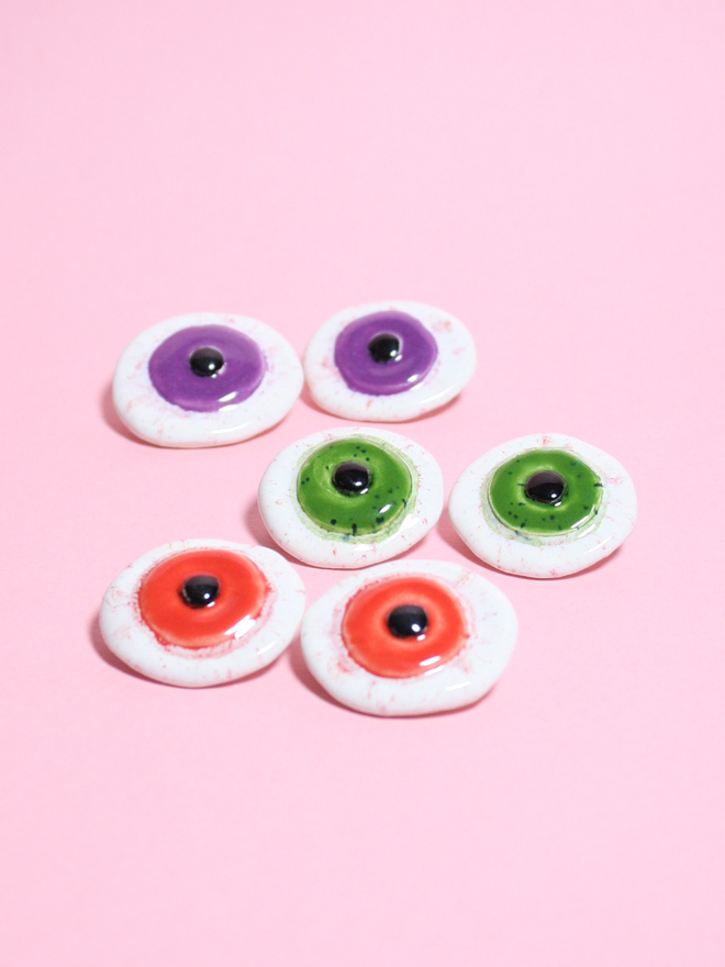 Eyeball Ceramic Halloween Brooch