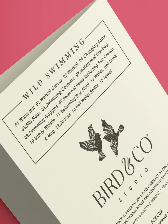 Wild swimming birthday card