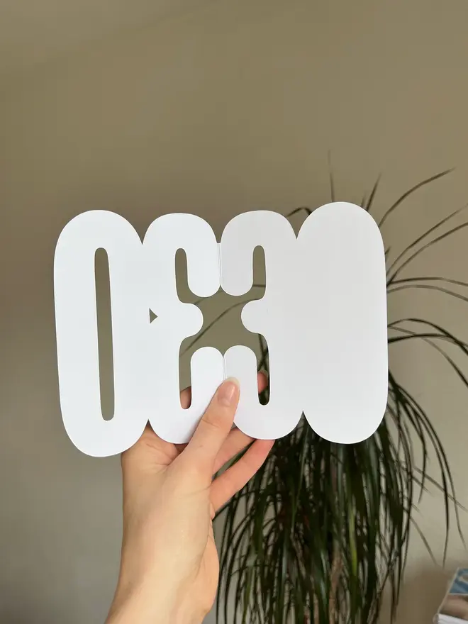 floral 30th birthday card. card shaped like 30 open to show blank inside.