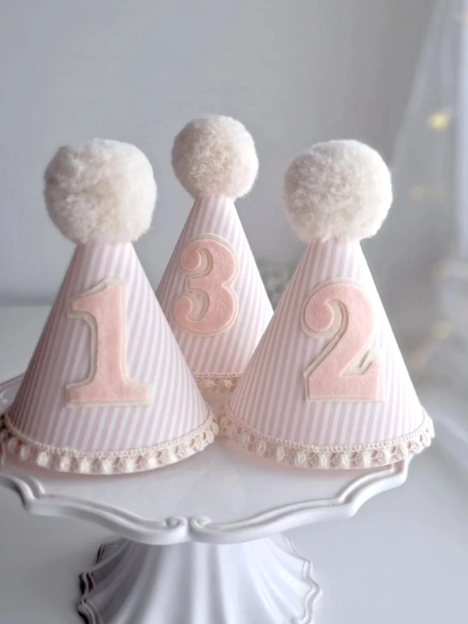 Strawberries And Cream Pink Striped Party Hat