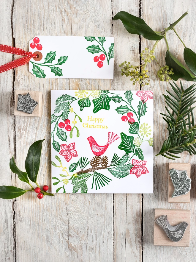 Christmas Garland Foliage Stamps