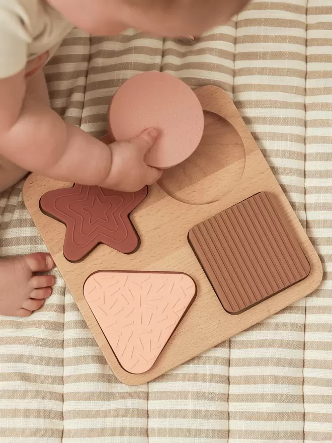 Teether Shape Puzzle with wooden base