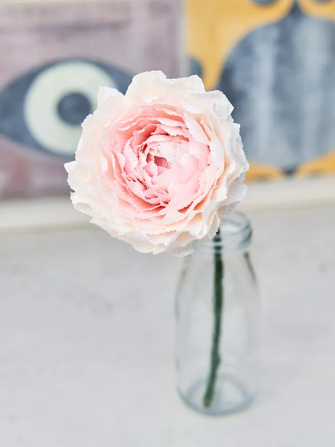 Tonal pink crepe paper rose