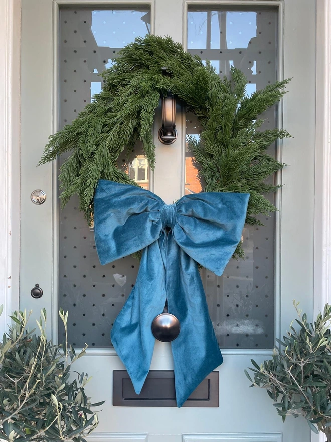 Teal Velvet Bow