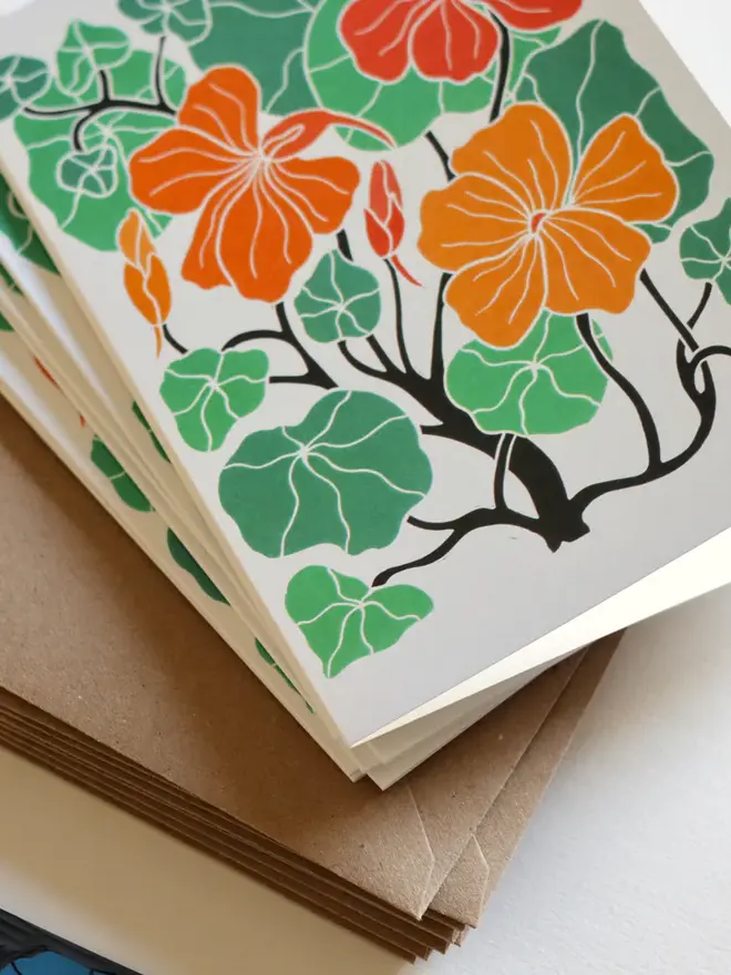 nasturtium flower notecard set