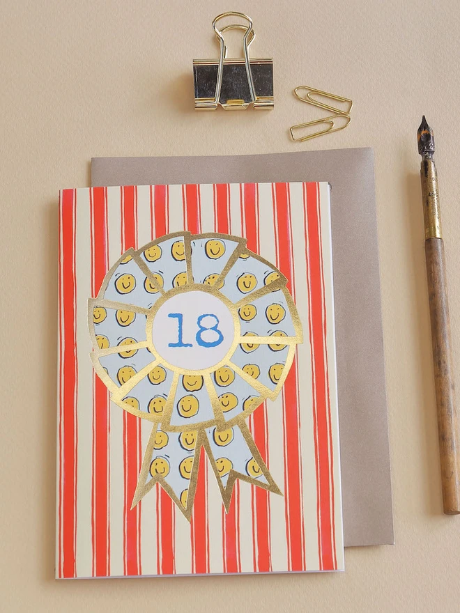 ' 18 Rosette ' Greetings Card