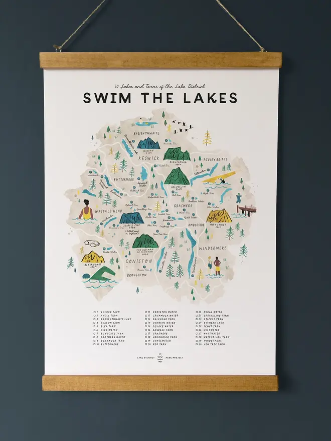 lake district wild swimming map checklist