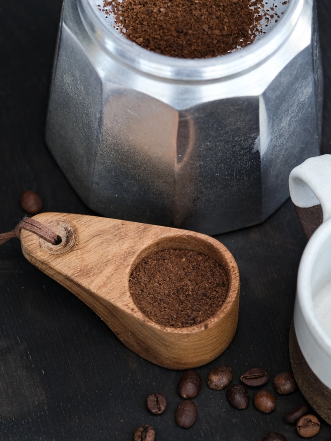wooden coffee scoop