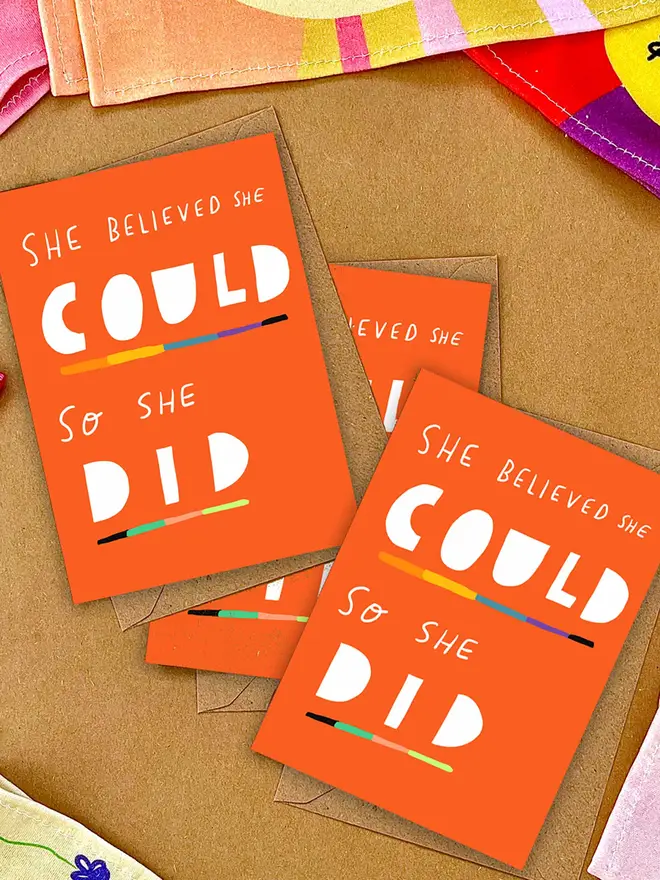 Pack of three she believed she could so she did cards