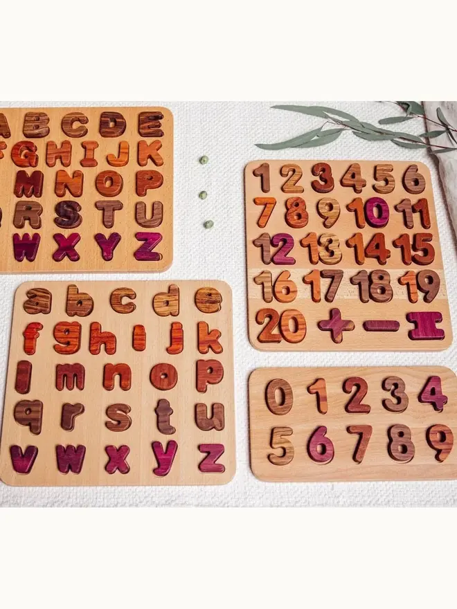 Wooden Number Puzzle Heirloom Toy, on a table. 