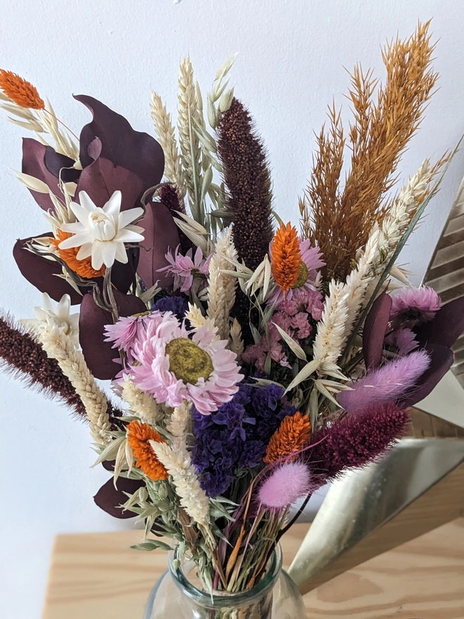 dried flower bouquet,  everlasting flowers, orange flowers, autumn dried flowers, home 