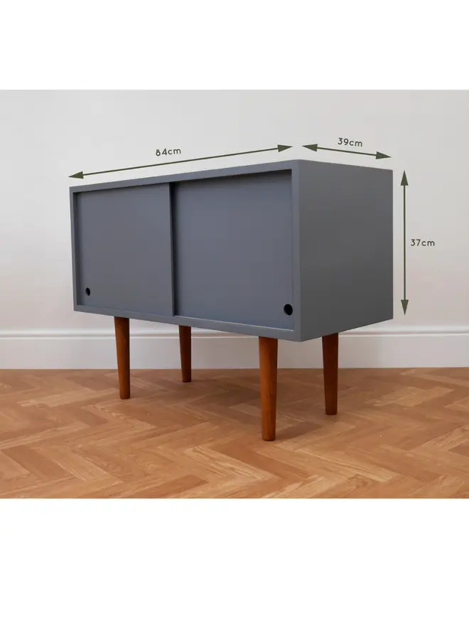 Mid Century Grey Record Cabinet 