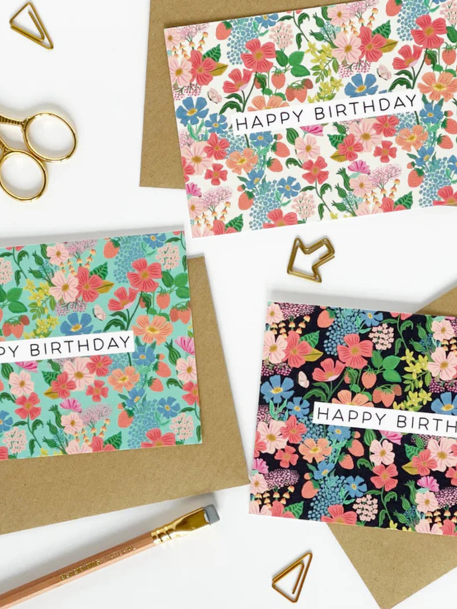 floral birthday card set